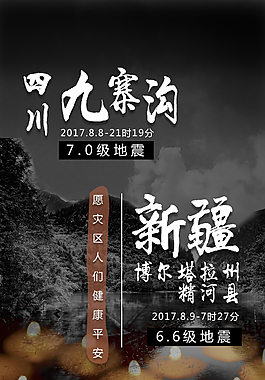 九寨沟新疆地震海报