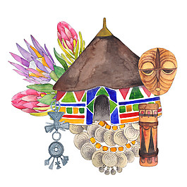 彩色非洲元素PNG元素