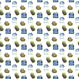 简约房子树森图案PNG元素