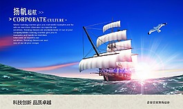企业文化帆船展板