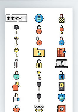 彩色锁具图标矢量AI素材icon