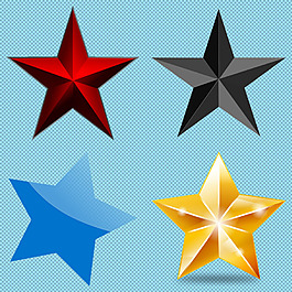 不同颜色的五角星免抠png透明图层素材