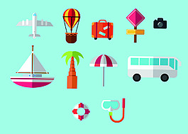 卡通手绘汽艇元素矢量素材