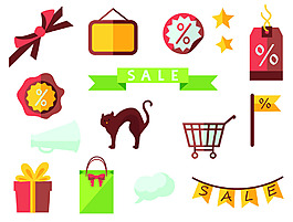 卡通促销装饰元素矢量素材