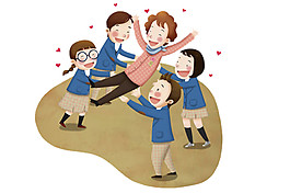 玩闹的师生节日元素