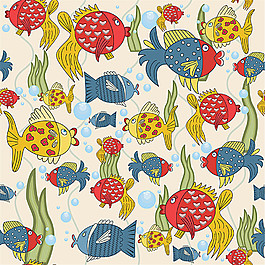 卡通海洋动物背景图