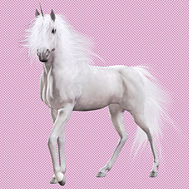 白色毛发独角兽免抠png透明图层素材