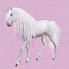 白色毛发独角兽免抠png透明图层素材