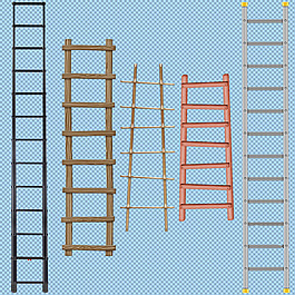 五种梯子免抠png透明图层素材