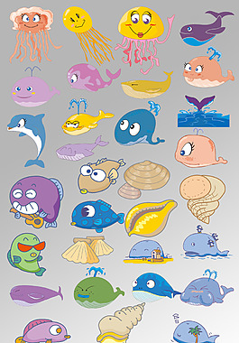 卡通鱼海洋生物