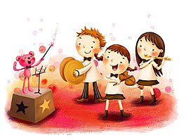 水彩童年时光素材图片