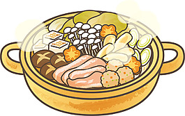 手绘食品涮锅元素