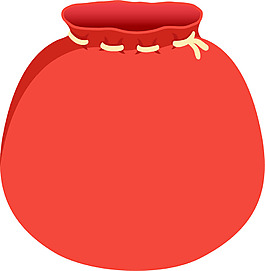 手绘红色袋子元素