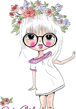 带花环女孩插画矢量
