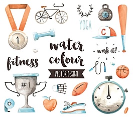 奖牌手绘行业工作物品矢量图