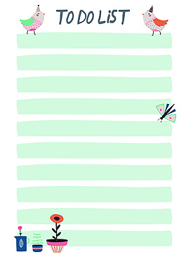 小鸟花卉信纸便签笔记本矢量背景素材