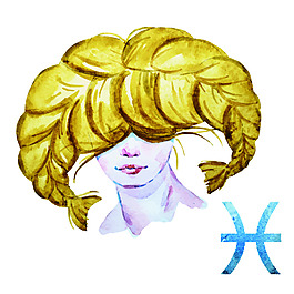 双鱼座手绘卡通12星座双鱼座