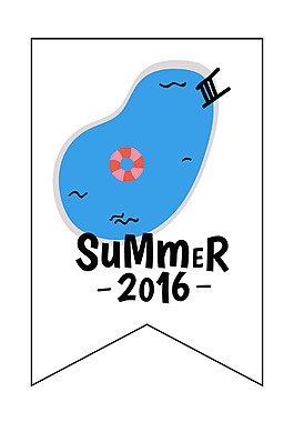 夏日游泳池游泳便签矢量素材