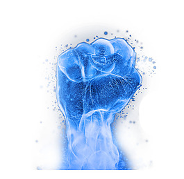 手绘蓝色拳头元素