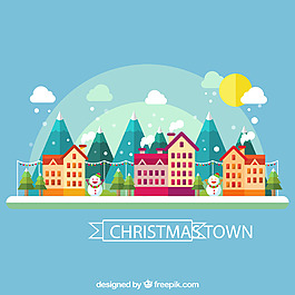 扁平化城市建筑风景