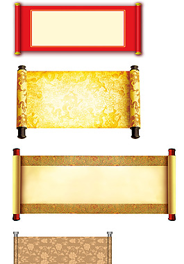 手绘复古卷轴元素