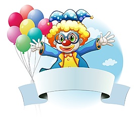 卡通小丑表演矢量素材