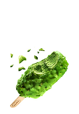 手绘绿色冰棒元素