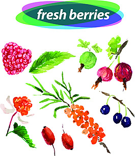 超市水果手绘水彩矢量