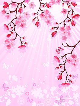 日本樱花盛开矢量素材