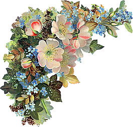 五彩花束边角装饰图