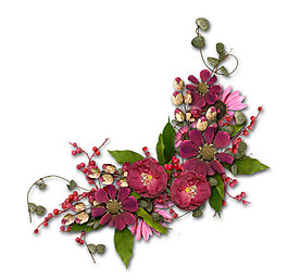 紫色花朵藤蔓边角装饰图