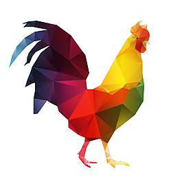 手绘彩色公鸡元素