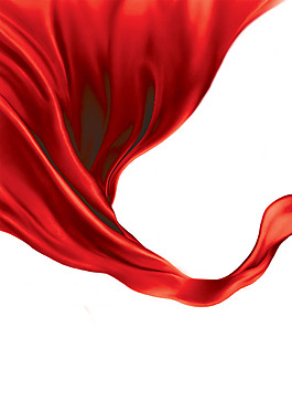 手绘红色绸带元素