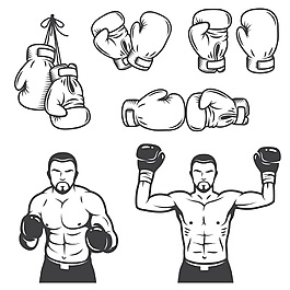 搏击拳击矢量图标素材