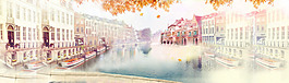唯美欧式建筑banner背景
