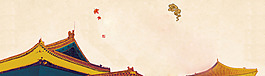 简约中国风房檐淘宝全屏banner背景