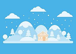 冬天白色雪景矢量素材