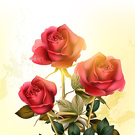 精致玫瑰花卡通矢量花朵背景素材