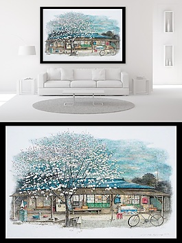 冬季客厅装饰画样机10