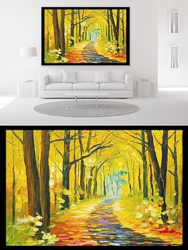 秋天风景装饰画样机