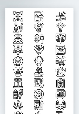 数据办公科技图标黑白线稿图标素材AI