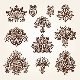 装饰复古线稿花纹矢量素材