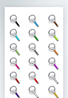 放大镜图标彩色写实图标素材PNG