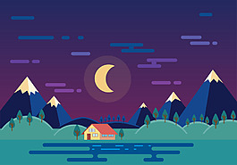 儿童画风格商业旅游海报画册矢量背景