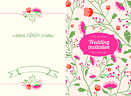 创意矢量花朵婚礼邀请函背景
