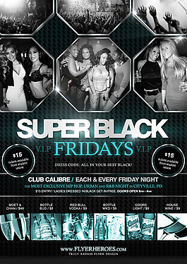 superblack国外创意欧美风酒吧宣传海报宣传单页