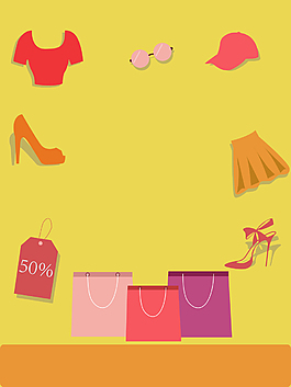 卡通服饰秋季新品上市促销海报矢量背景