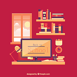 创意书房开学海报矢量素材