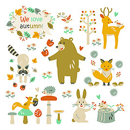 卡通动物花草元素