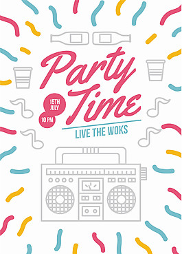 国外简约派对时间促销海报